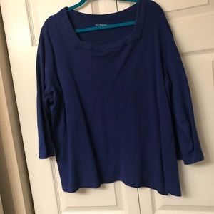 Kim Rogers blue 3/4 sleeve cotton top